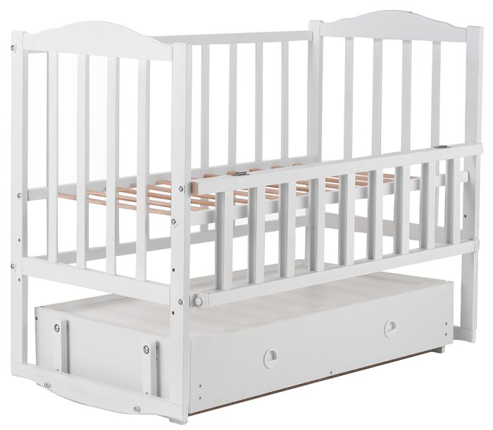 Кровать Babyroom Зайчонок ZL301 маятник, ящик, откидной бок  белая