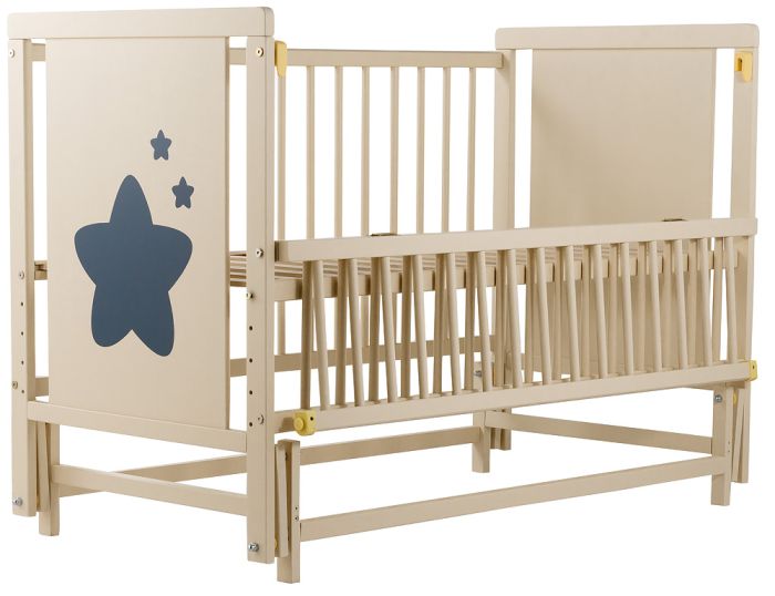 Кровать Babyroom Звездочка Z-02 маятник, откидной бок  бук слоновая кость