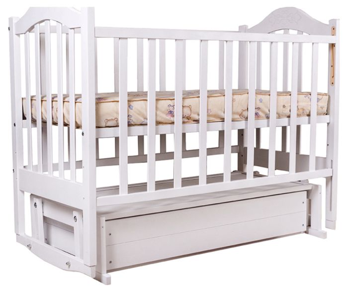 Кровать Babyroom Дина D301 маятник, ящик  белая