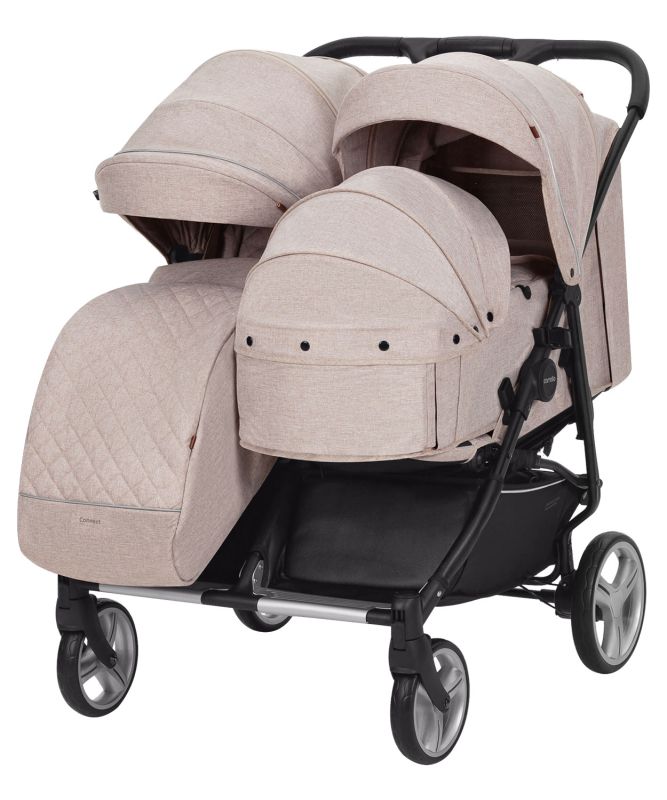 Коляска 2 в 1 для двійні CARRELLO Connect CRL-5502/1 Cotton Beige c перенесення + дощовик