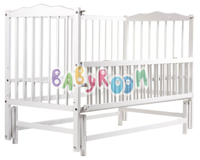 Кровать Babyroom Радуга маятник, откидной бок DVMO-2  бук белый