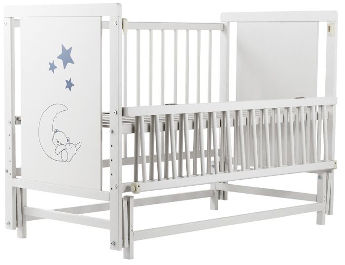 Ліжко Babyroom Ведмедик M-02 маятник, відкидний бік бук білий