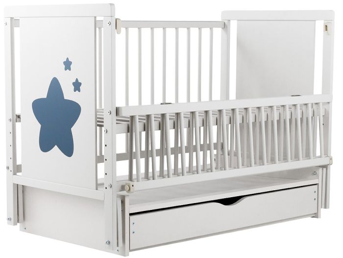 Ліжко Babyroom Зірочка Z-03 маятник, ящик, відкидний бік бук білий