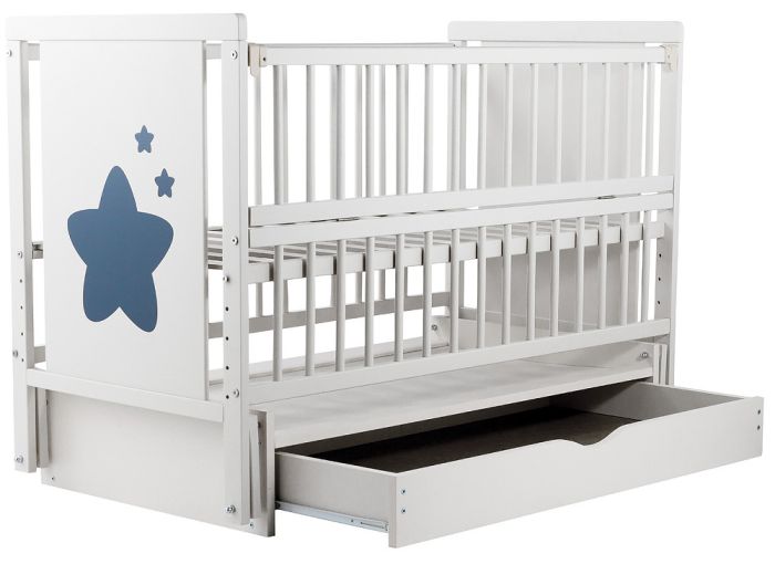 Ліжко Babyroom Зірочка Z-03 маятник, ящик, відкидний бік бук білий