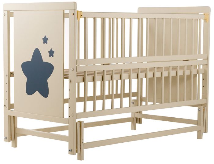 Кровать Babyroom Звездочка Z-02 маятник, откидной бок  бук слоновая кость