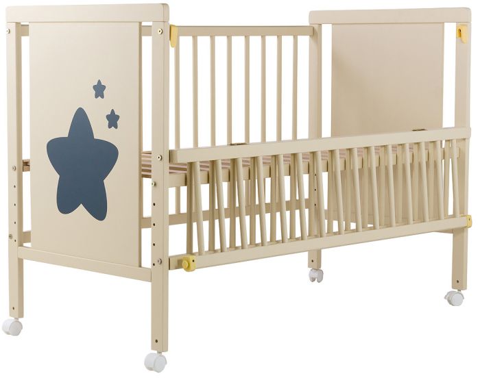 Ліжко Babyroom Зірочка Z-01 відкидний бік, колеса бук слонова кістка