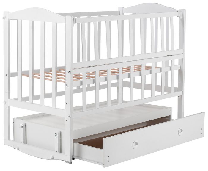 Кровать Babyroom Зайчонок ZL301 маятник, ящик, откидной бок  белая