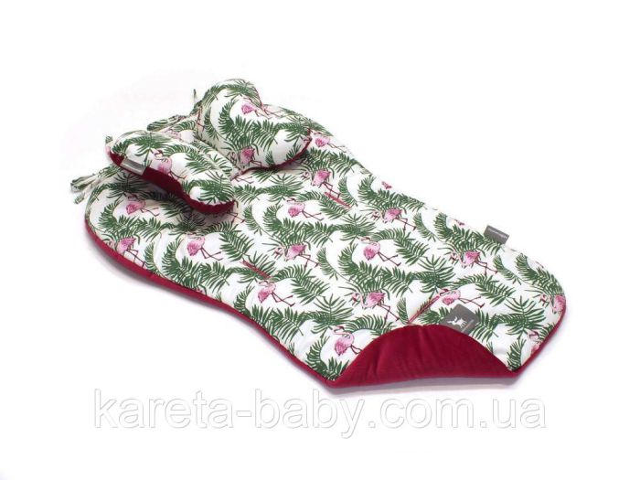 Матрац в коляску Cottonmoose Butterfly 552/140/119 flamingo cotton velvet raspbery (білий (фламінго) з малиновим (оксамит))