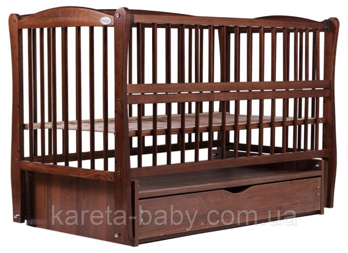 Кровать Babyroom Елит резьба маятник, ящик, откидной бок DER-7  бук орех