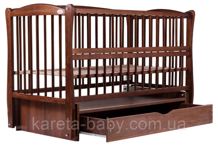 Кровать Babyroom Елит резьба маятник, ящик, откидной бок DER-7  бук орех