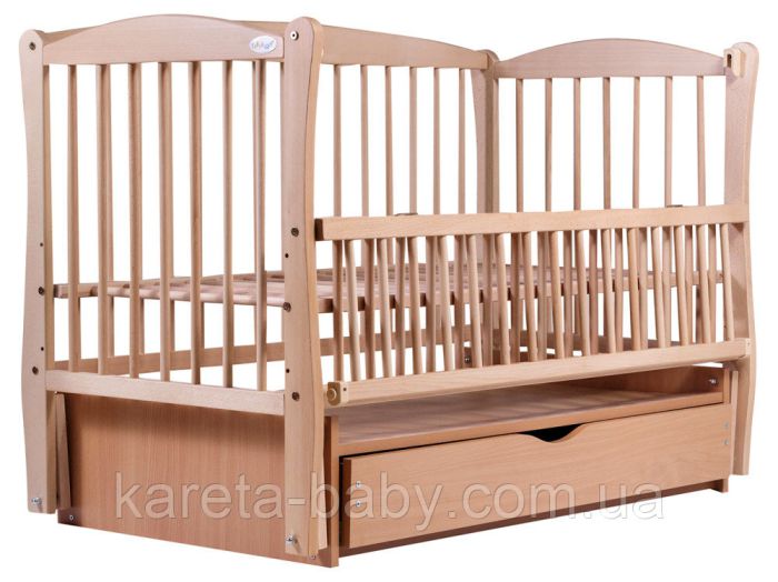 Кровать Babyroom Елит маятник, ящик, откидной бок DEMYO-5  бук светлый (натуральный)