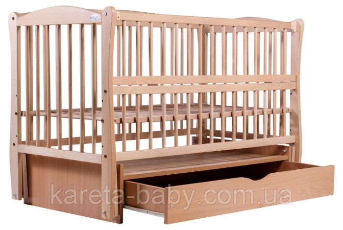 Кровать Babyroom Елит маятник, ящик, откидной бок DEMYO-5  бук светлый (натуральный)