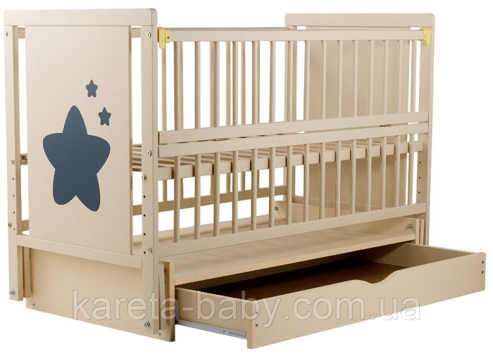 Ліжко Babyroom Зірочка Z-03 маятник, ящик, відкидний бік бук слонова кістка