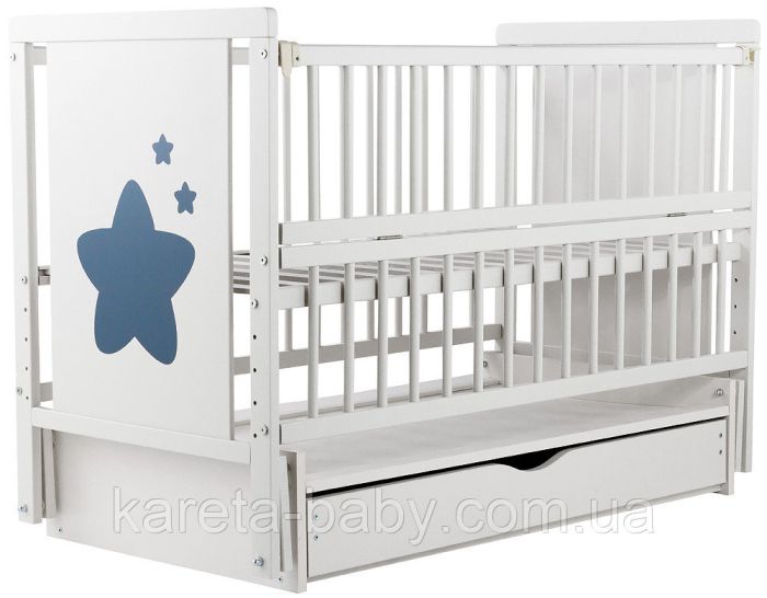 Ліжко Babyroom Зірочка Z-03 маятник, ящик, відкидний бік бук білий