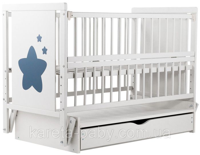 Ліжко Babyroom Зірочка Z-03 маятник, ящик, відкидний бік бук білий