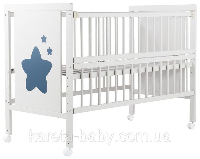 Ліжко Babyroom Зірочка Z-01 відкидний бік, колеса бук білий