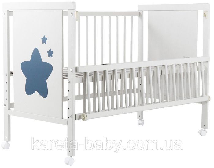 Ліжко Babyroom Зірочка Z-01 відкидний бік, колеса бук білий