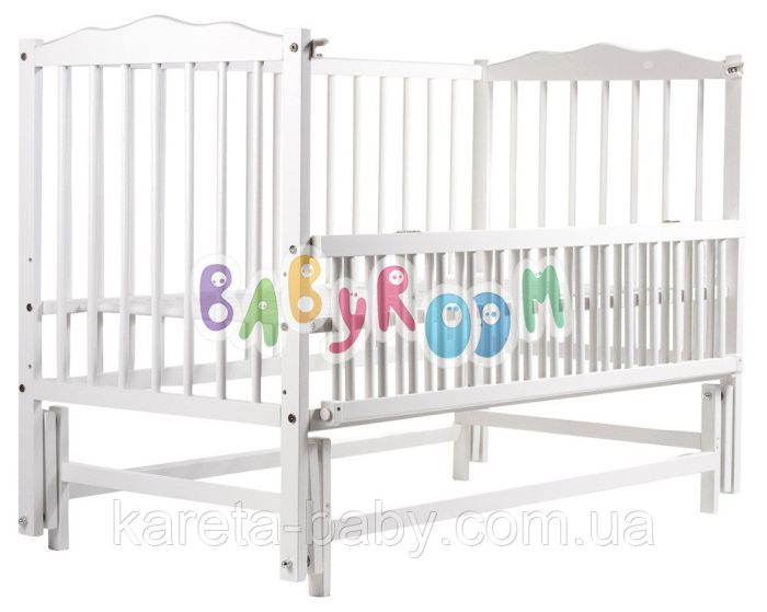 Кровать Babyroom Радуга маятник, откидной бок DVMO-2  бук белый