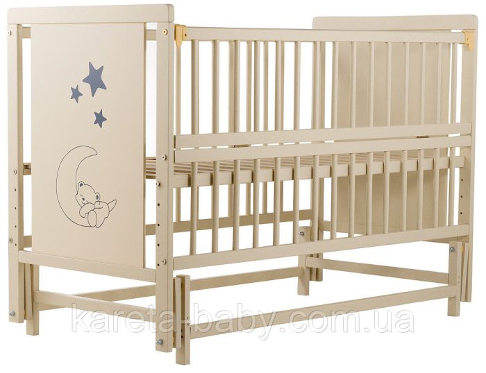 Ліжко Babyroom Ведмедик M-02 маятник, відкидний бік бук слонова кістка