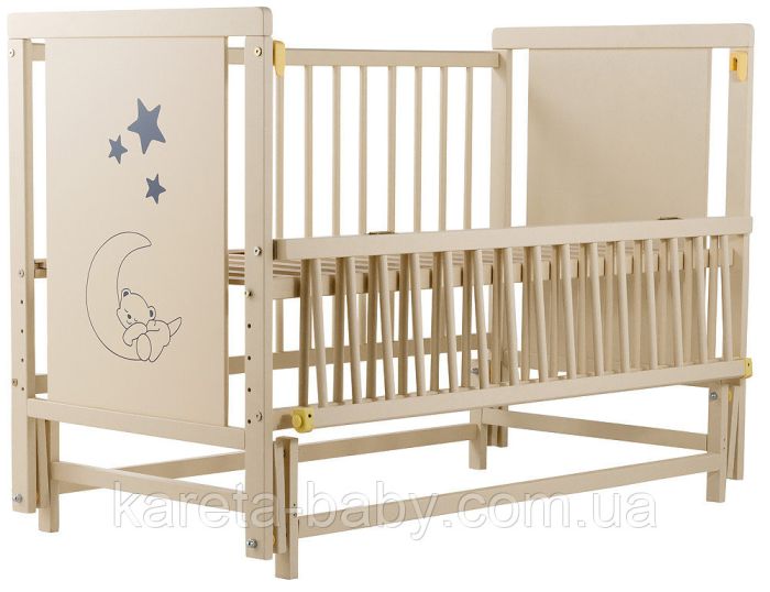 Ліжко Babyroom Ведмедик M-02 маятник, відкидний бік бук слонова кістка