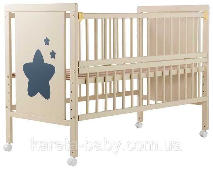 Ліжко Babyroom Зірочка Z-01 відкидний бік, колеса бук слонова кістка