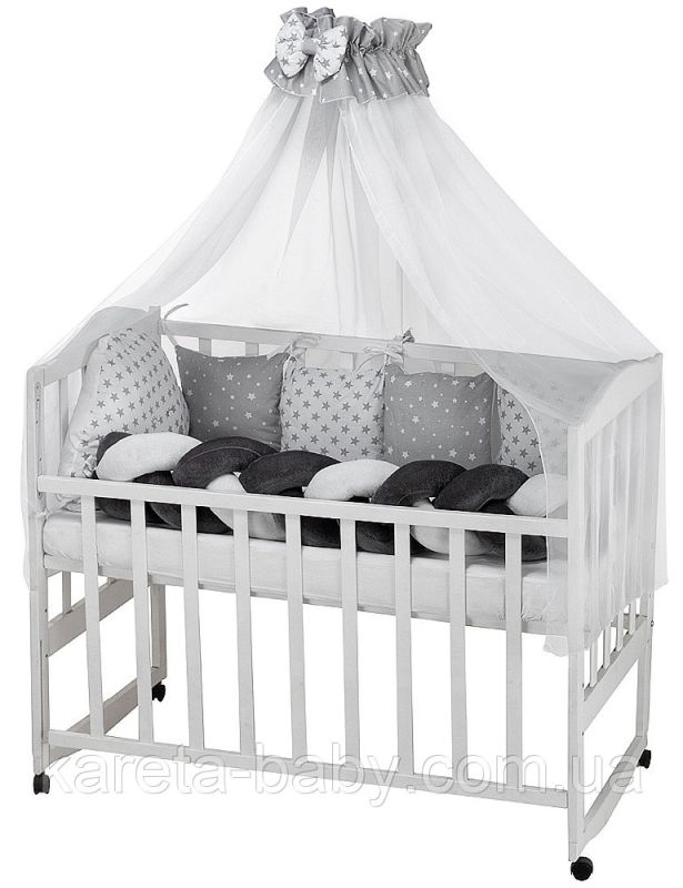 Детская постель Babyroom Classic косичка-01  серо-белые звездочки