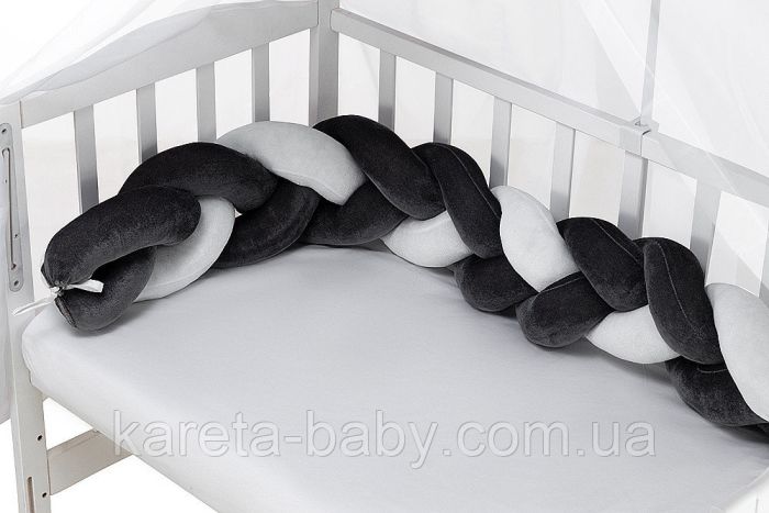 Детская постель Babyroom Classic косичка-01  серо-белые звездочки