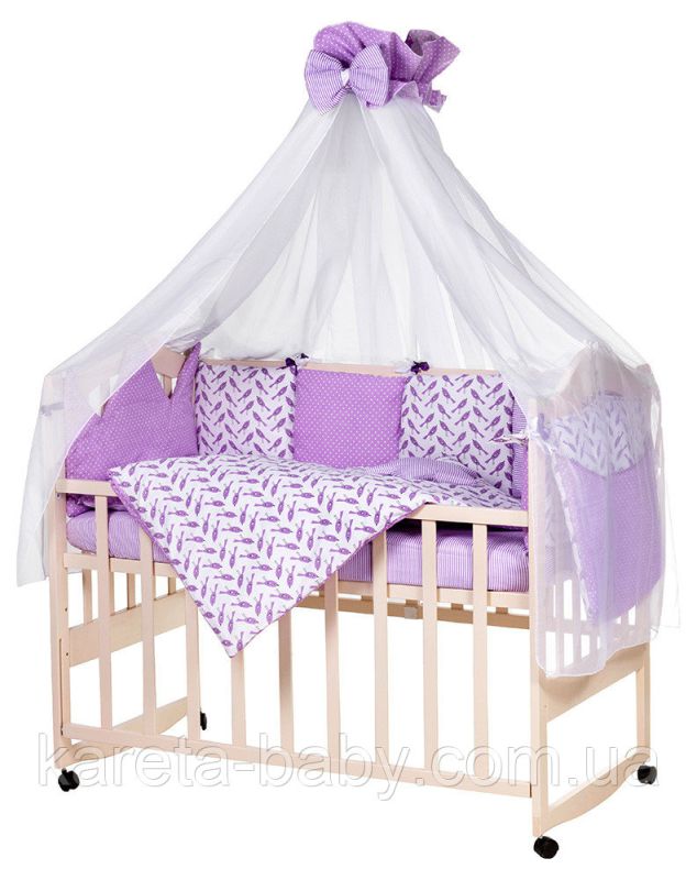 Детская постель Babyroom Bortiki lux-08 bird сиреневый - белый