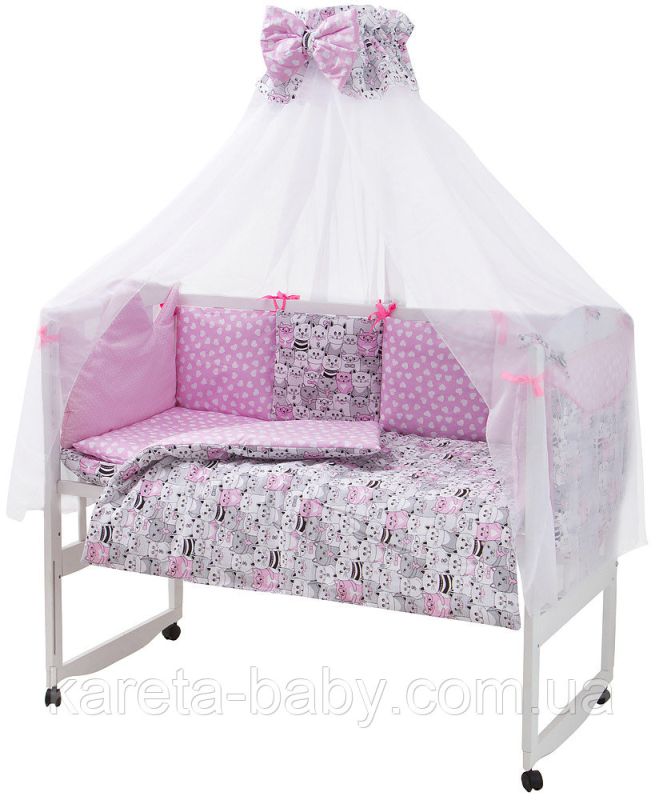 Детская постель Babyroom Classic Bortiki-01 (8 элементов)  розовый (коты)