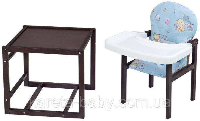 Стільчик-трансформер Babyroom Поні-220 тонований пластикова стільниця блакитний (ведмедик, бджілка, зірка)