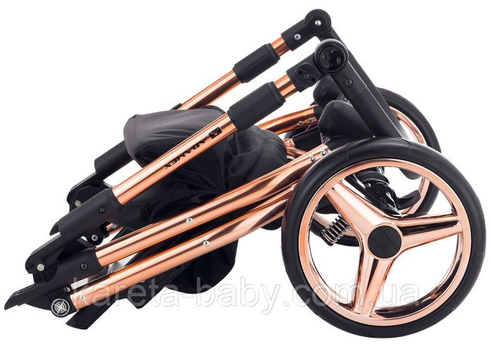 Коляска 2 в 1 Adamex Sierra Polar (Pink Gold) SR408 чорний - чорний шкіра (перфорація)