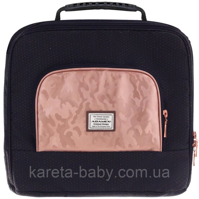 Коляска 2 в 1 Adamex Mimi Polar (Pink Gold) BR604 чорний (люрікс) - мідний (принт) шкіра (видавлена точка)