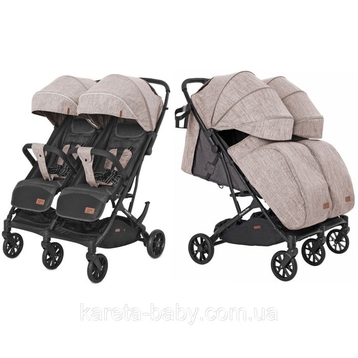 Коляска прогулочная для двойни CARRELLO Presto Duo CRL-5506 Steam Beige +дождевик