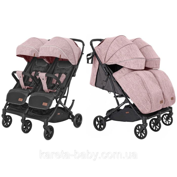 Коляска прогулянкова для двійні CARRELLO Presto Duo CRL-5506 Cherry Pink + дощовик