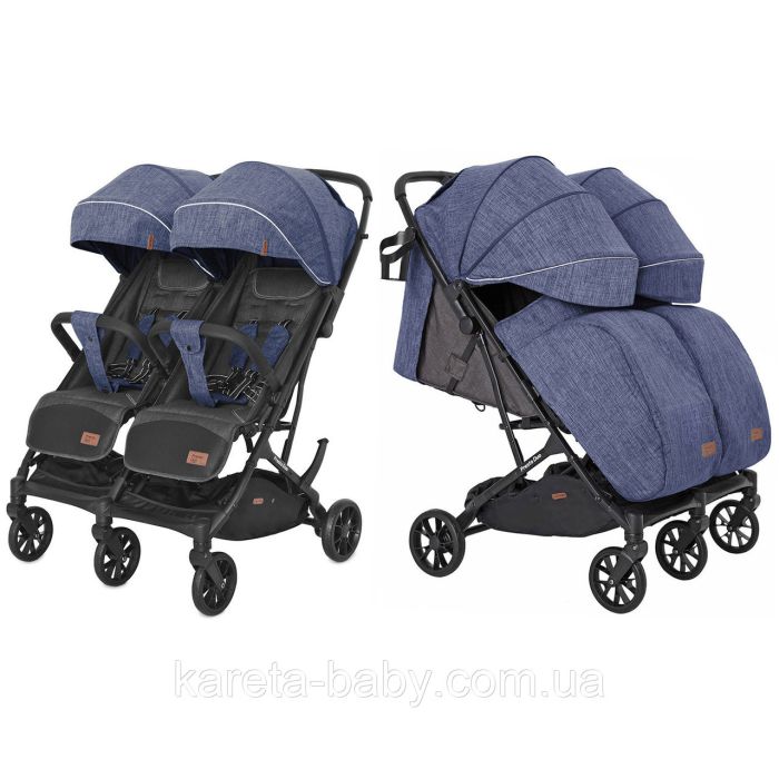 Коляска прогулочная для двойни CARRELLO Presto Duo CRL-5506 Oxford Blue +дождевик