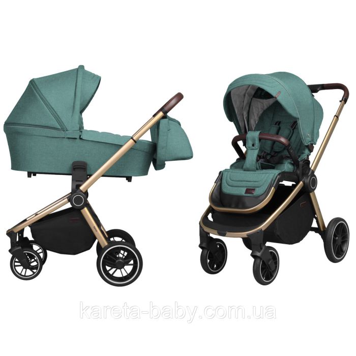 Коляска 2 в 1 CARRELLO Epica CRL-8510 Tea Green +дождевик золотая (бронзовая) рама