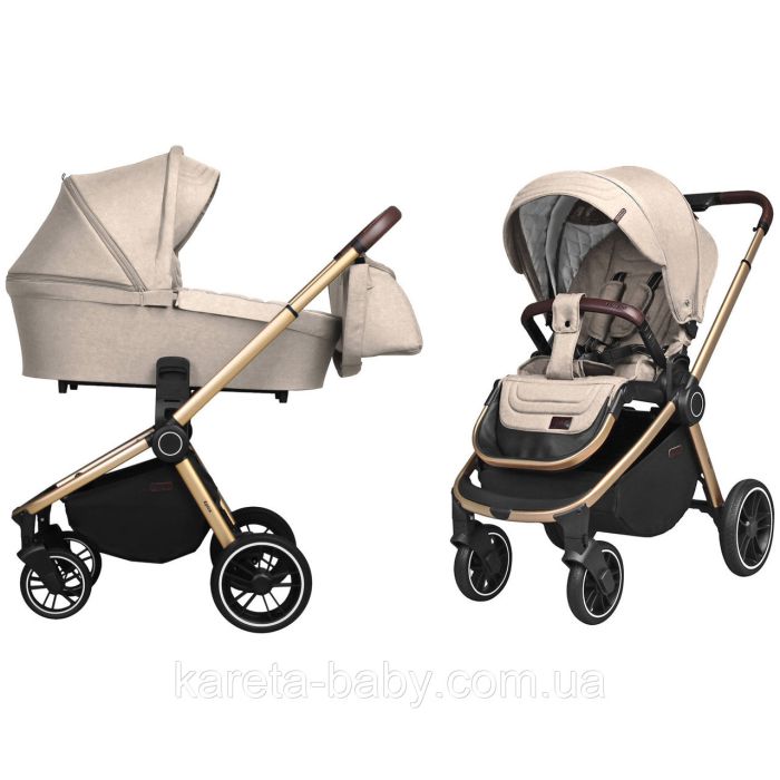 Коляска 2 в 1 CARRELLO Epica CRL-8510 Almond Beige +дождевик золотая (бронзовая) рама