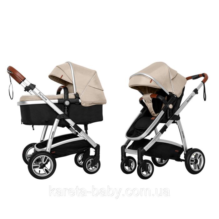 Коляска універсальна 2 в 1 CARRELLO Fortuna CRL-9001/1 Peanut Beige матрацом + дощовик L /1/