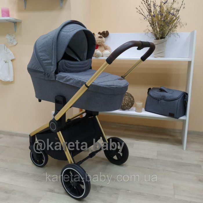 Коляска 2 в 1 CARRELLO Epica CRL-8510 Silver Grey + дощовик золота (бронзова) рама