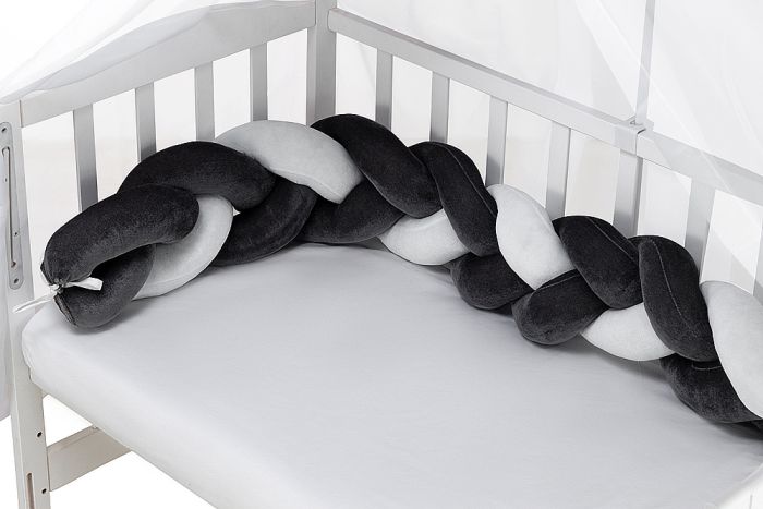 Детская постель Babyroom Classic косичка-01  серо-белые звездочки