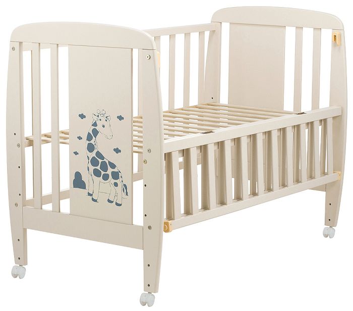 Кровать Babyroom Жирафик откидной бок, колеса DJO-01  бук слоновая кость