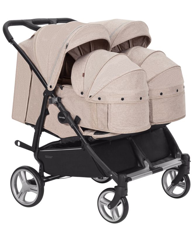 Коляска 2 в 1 для двійні CARRELLO Connect CRL-5502/1 Cotton Beige c перенесення + дощовик