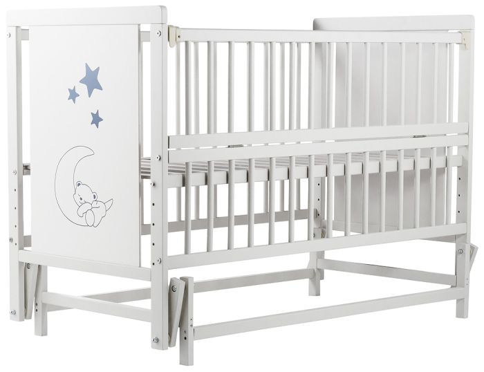 Ліжко Babyroom Ведмедик M-02 маятник, відкидний бік бук білий