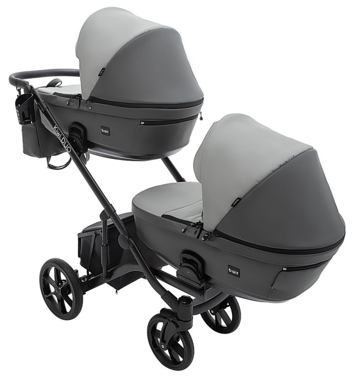 Коляска 2 в 1 для двойни Bair Kiwi DUO ECO BKD-21/15 серый / графит