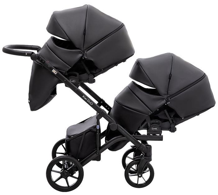 Коляска 2 в 1 для двойни Bair Kiwi DUO ECO BKD-15 черный