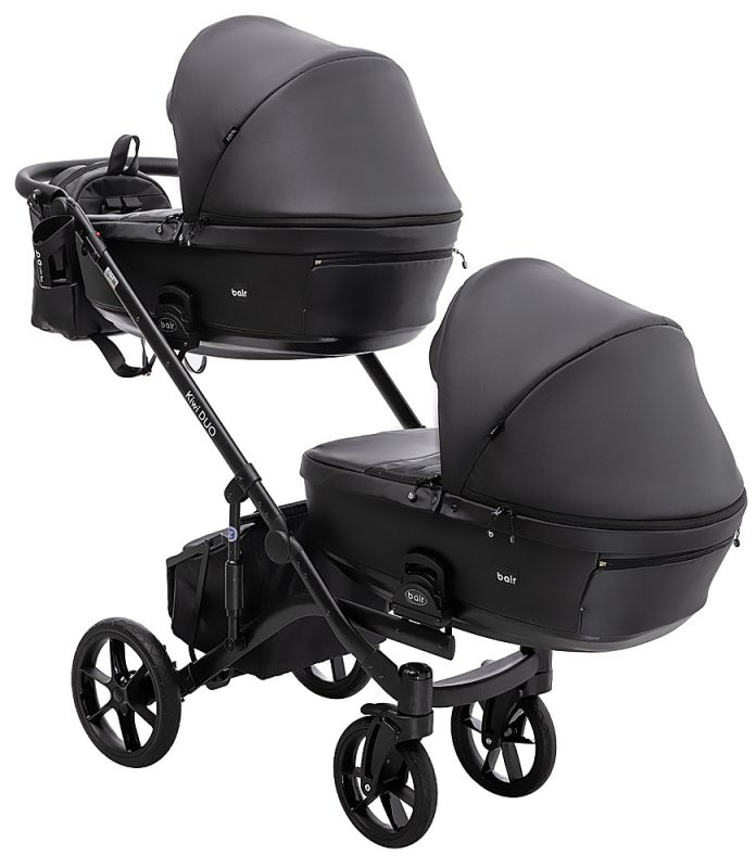 Коляска 2 в 1 для двойни Bair Kiwi DUO ECO BKD-15 черный