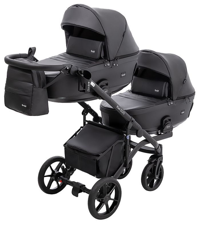 Коляска 2 в 1 для двойни Bair Kiwi DUO ECO BKD-15 черный