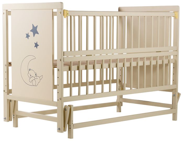 Ліжко Babyroom Ведмедик M-02 маятник, відкидний бік бук слонова кістка