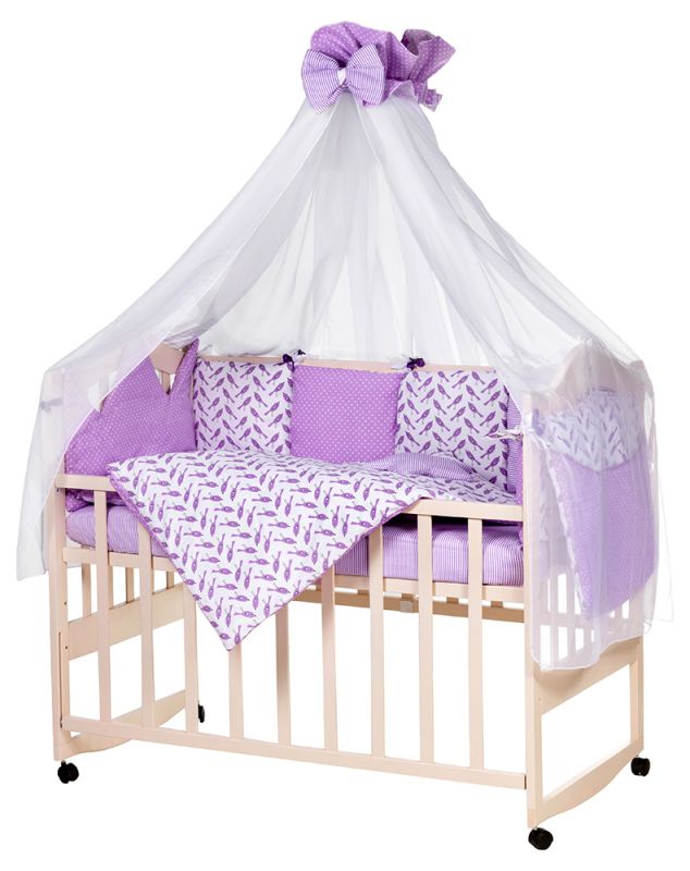 Детская постель Babyroom Bortiki lux-08 bird сиреневый - белый