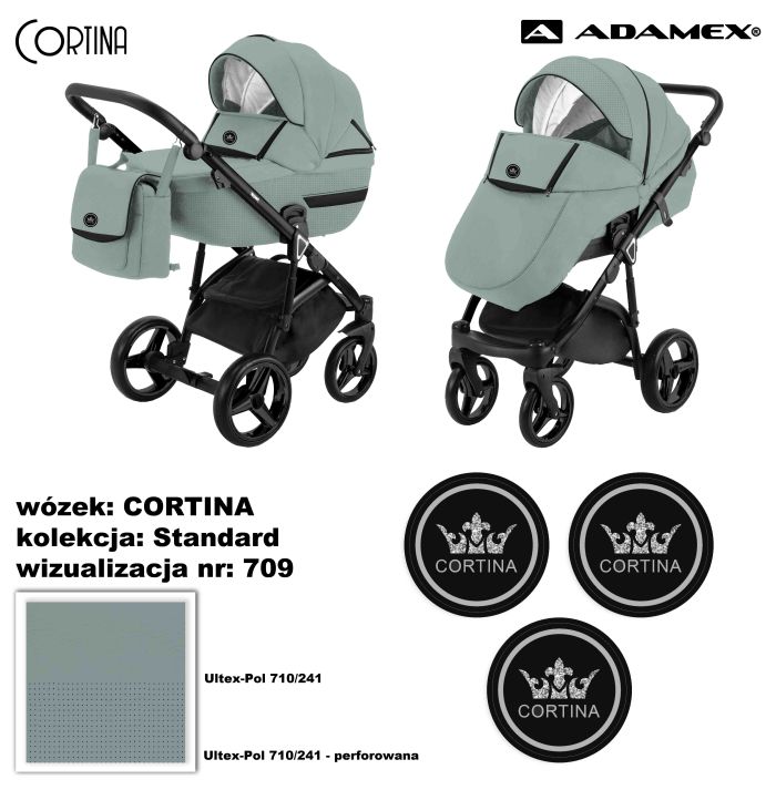 Коляска 2 в 1 Adamex Cortina CT-709 кожа бирюза